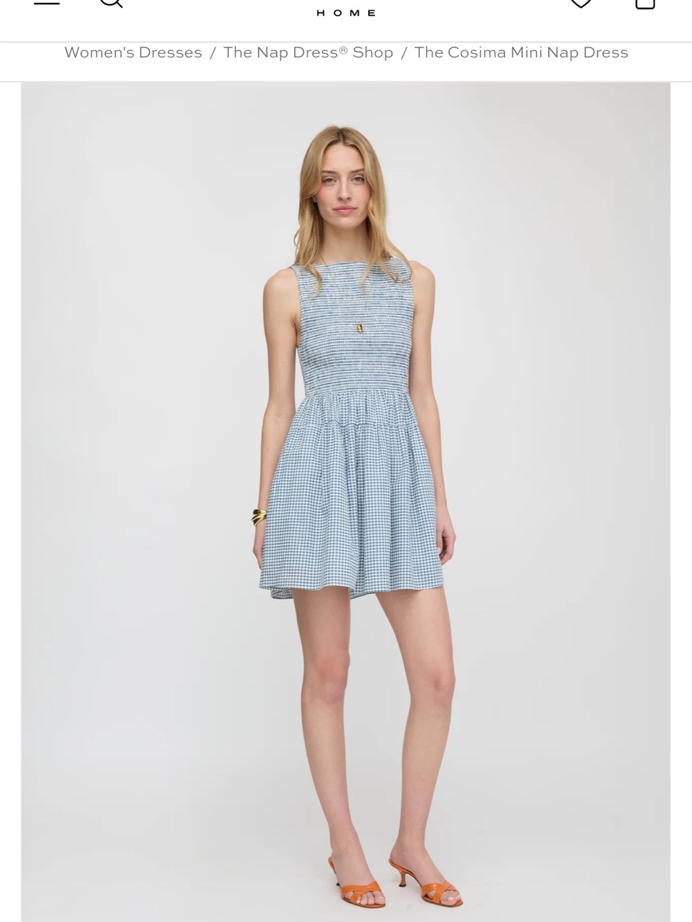 NWT Hill House Cosima Mini Dress in Light Blue Gingham